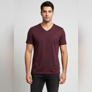 Calvin Klein Men Size M Deep Purple Liquid Touch Short Sleeve Cotton Tee Shirt